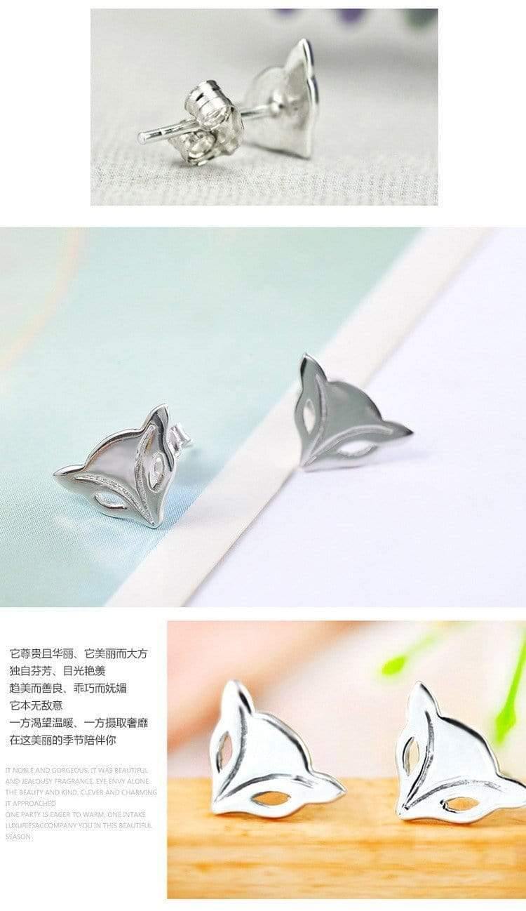 Planet Gates Jewelry Bulk Lot 925 Pure Silver Lovely Fire Fox Animal Stud Earrings For Women Girls Wedding&Engagement Party Jewelry