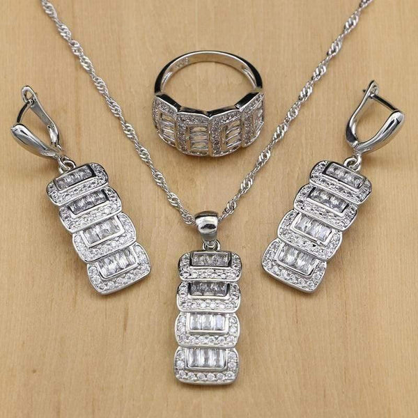 Planet Gates Jewelry Cubic Zirconia Beads Jewelry Sets For Women Wedding Accessories Earrings Pendant Rings Necklace Set
