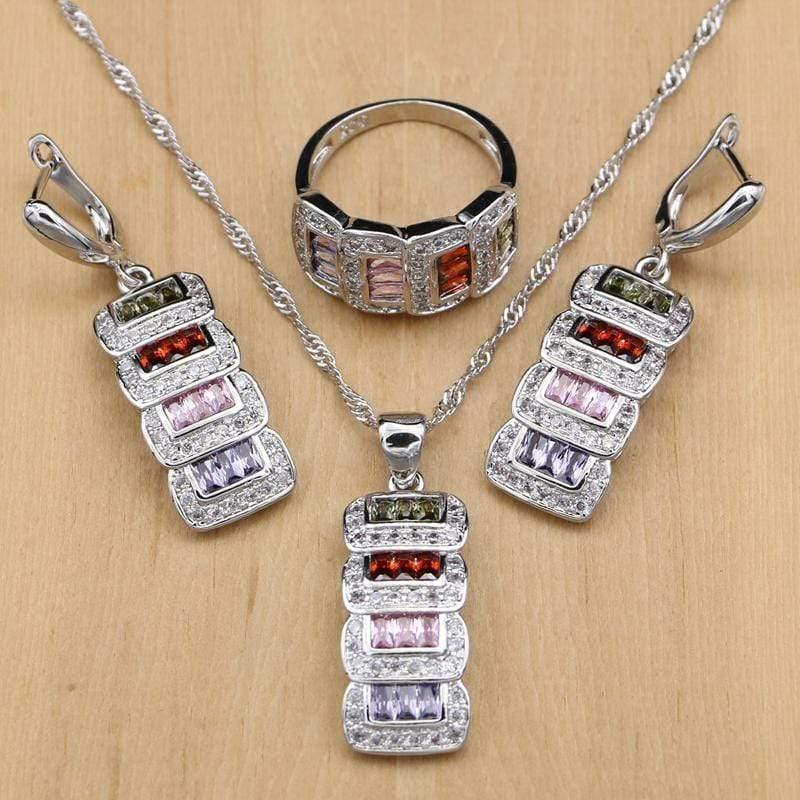 Planet Gates Jewelry Cubic Zirconia Beads Jewelry Sets For Women Wedding Accessories Earrings Pendant Rings Necklace Set