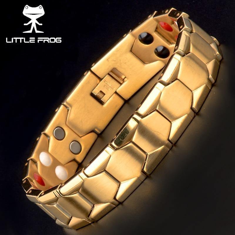 Planet Gates Jewelry Germanium Health Magnetic Therapy Jewelry Male 4 in 1 Bio Health Stainless Steel Bracelet 10238