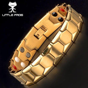 Planet Gates Jewelry Germanium Health Magnetic Therapy Jewelry Male 4 in 1 Bio Health Stainless Steel Bracelet 10238