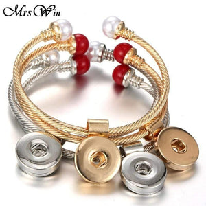 Planet Gates Jewelry Imitation Pearls Snap Button Bracelet Gold Silver Cuff Snap Bracelets Fit 20mm 18mm Snap Buttons Jewelry