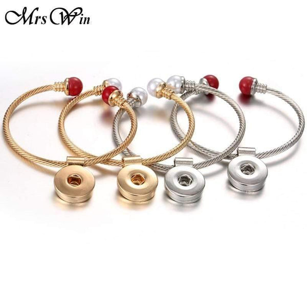 Planet Gates Jewelry Imitation Pearls Snap Button Bracelet Gold Silver Cuff Snap Bracelets Fit 20mm 18mm Snap Buttons Jewelry