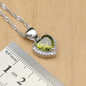 Planet Gates Jewelry Olive Green Cubic Zirconia Jewelry Sets For Women Wedding Earrings/Pendant/Necklace/Rings/Bracelet