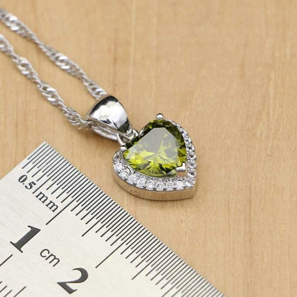 Planet Gates Jewelry Olive Green Cubic Zirconia Jewelry Sets For Women Wedding Earrings/Pendant/Necklace/Rings/Bracelet