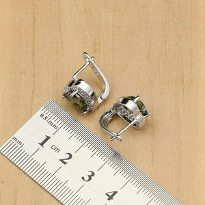 Planet Gates Jewelry Olive Green Cubic Zirconia Jewelry Sets For Women Wedding Earrings/Pendant/Necklace/Rings/Bracelet