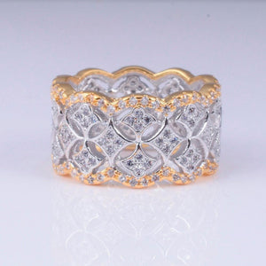 Planet Gates Jewelry Pave 256pcs Simulated DIAMOND CZ RINGS white sapphire 925 Sterling silver & gold for Women gift Size 5-11