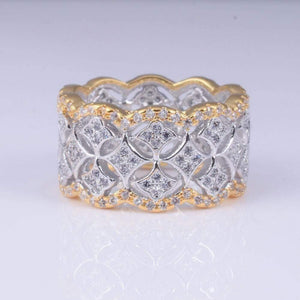 Planet Gates Jewelry Pave 256pcs Simulated DIAMOND CZ RINGS white sapphire 925 Sterling silver & gold for Women gift Size 5-11