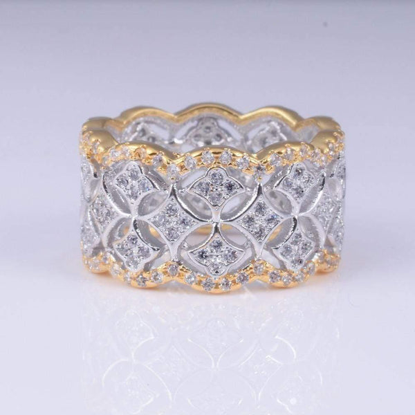 Planet Gates Jewelry Pave 256pcs Simulated DIAMOND CZ RINGS white sapphire 925 Sterling silver & gold for Women gift Size 5-11