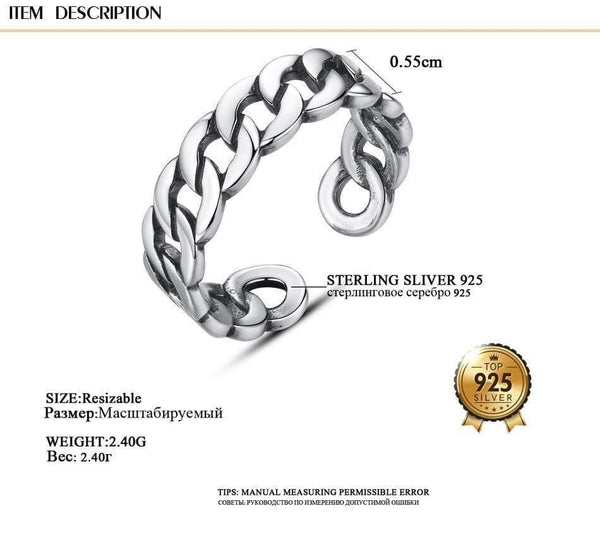 Planet Gates Jewelry Polishing S 925 Sterling Silver Noble Rings for Women & Men Adjustable Cuff Thailand Knitted Ring