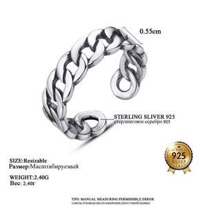 Planet Gates Jewelry Polishing S 925 Sterling Silver Noble Rings for Women & Men Adjustable Cuff Thailand Knitted Ring