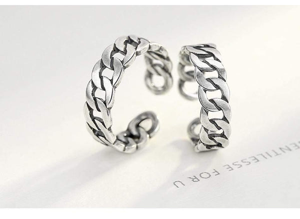 Planet Gates Jewelry Polishing S 925 Sterling Silver Noble Rings for Women & Men Adjustable Cuff Thailand Knitted Ring