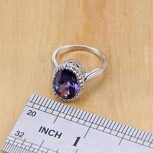 Planet Gates Jewelry Purple Cubic Zirconia White Crystal Jewelry Sets For Women Earrings/Pendant/Necklace/Rings/Bracelet