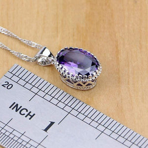 Planet Gates Jewelry Purple Cubic Zirconia White Crystal Jewelry Sets For Women Earrings/Pendant/Necklace/Rings/Bracelet