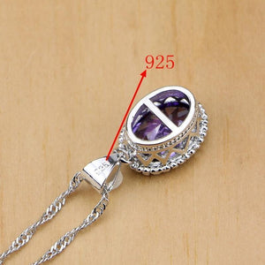 Planet Gates Jewelry Purple Cubic Zirconia White Crystal Jewelry Sets For Women Earrings/Pendant/Necklace/Rings/Bracelet