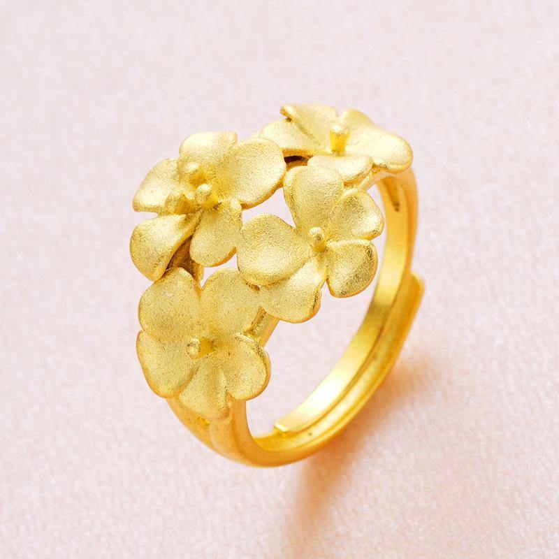 Planet Gates Jewelry Set 100% 24K Gold Plum Blossom Design Open Rings,necklaces,bracelets for Women Dubai Jewelry Sets