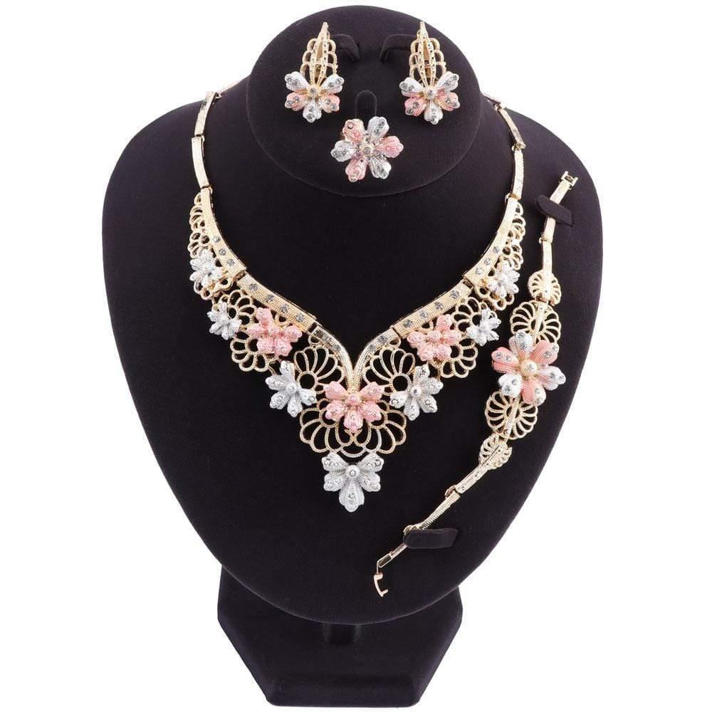 Planet Gates Jewelry Set Flower Shaped Brand Dubai Gold-color Jewelry Set Nigerian Wedding Woman Accessories Jewelry Set