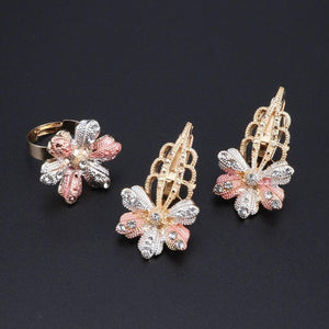 Planet Gates Jewelry Set Flower Shaped Brand Dubai Gold-color Jewelry Set Nigerian Wedding Woman Accessories Jewelry Set