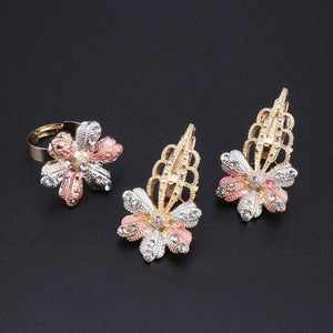 Planet Gates Jewelry Set Flower Shaped Brand Dubai Gold-color Jewelry Set Nigerian Wedding Woman Accessories Jewelry Set