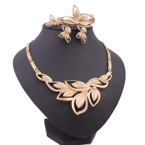 Planet Gates Jewelry Set Gold Color Clear Austrian Crystal Women Wedding Necklace Bracelet Earring Ring