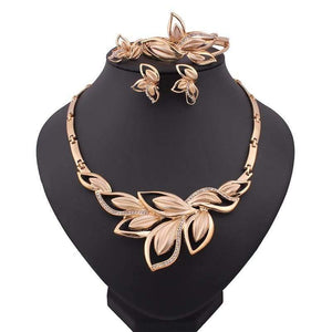 Planet Gates Jewelry Set Gold Color Clear Austrian Crystal Women Wedding Necklace Bracelet Earring Ring