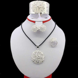 Planet Gates Jewelry Set Silver Plated Eritrean/Ethiopian/African Necklace/Pendant/Bangle/Earring/Ring Wedding Jewelry Sets