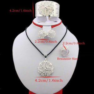 Planet Gates Jewelry Set Silver Plated Eritrean/Ethiopian/African Necklace/Pendant/Bangle/Earring/Ring Wedding Jewelry Sets