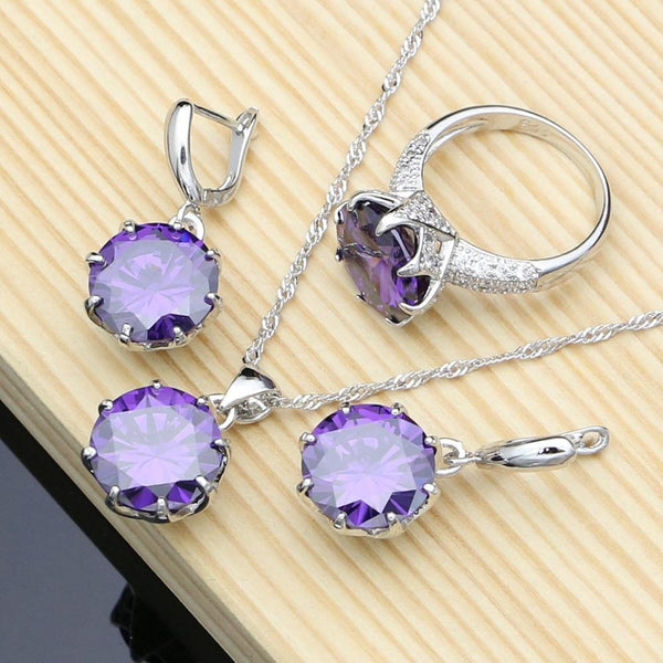 Planet Gates Jewelry Sets 925 Sterling Silver Jewelry Kit For Women Earring/Pendant/Ring/Necklace Sets