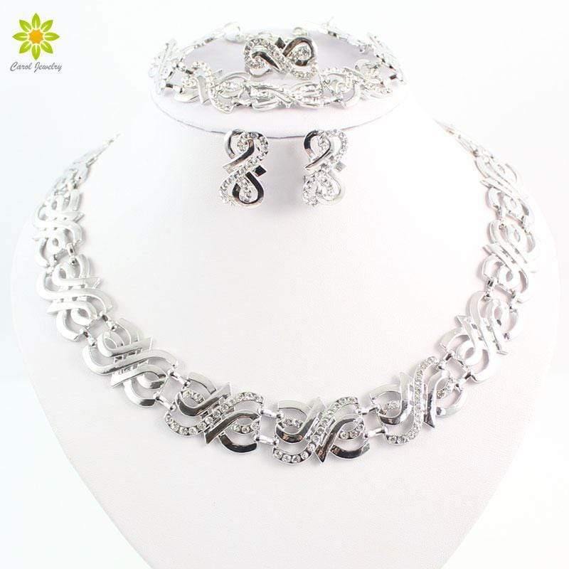 Planet Gates Jewelry Sets Crystal Necklace Set Nigerian Wedding Accessories Bridal Collare Costume Necklace Earrings Set
