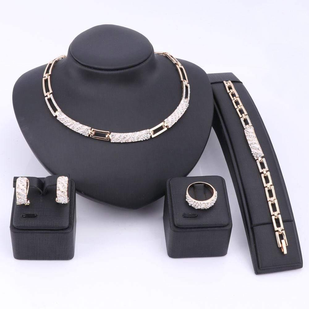 Planet Gates Jewelry Sets Cz Crystal Enamel Necklace Earring Ring Bracelet Jewelry Set Gold Color Statement Accessories