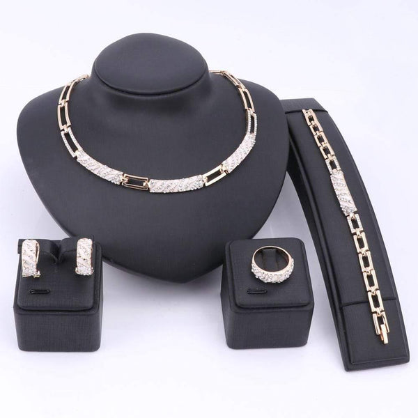 Planet Gates Jewelry Sets Cz Crystal Enamel Necklace Earring Ring Bracelet Jewelry Set Gold Color Statement Accessories