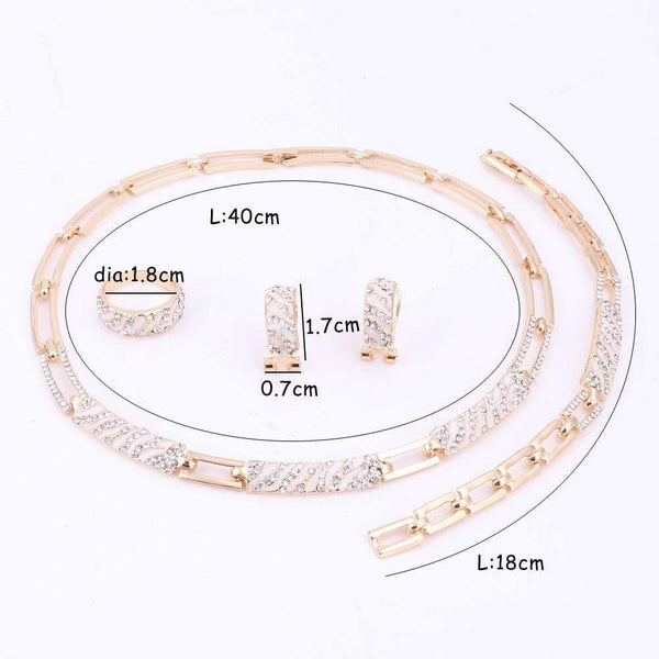 Planet Gates Jewelry Sets Cz Crystal Enamel Necklace Earring Ring Bracelet Jewelry Set Gold Color Statement Accessories