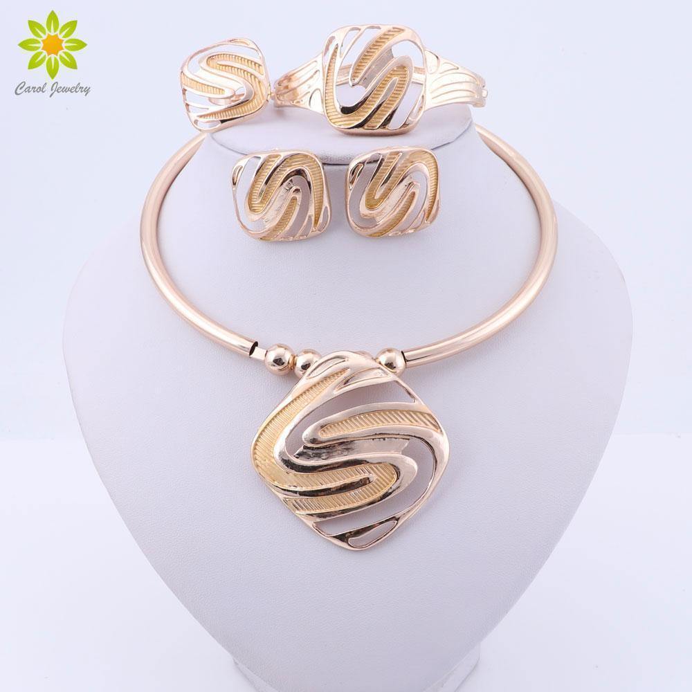 Planet Gates Jewelry Sets for Women Dubai Gold Big Necklace Earrings Bracelet Ring Wedding Engagement Jewelry Set