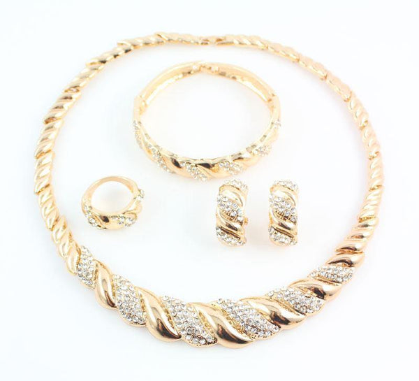 Planet Gates Jewelry Sets Gold Color Trendy Necklace Earrings Bracelet Women Gold Color Jewelry Set Wedding Accessories