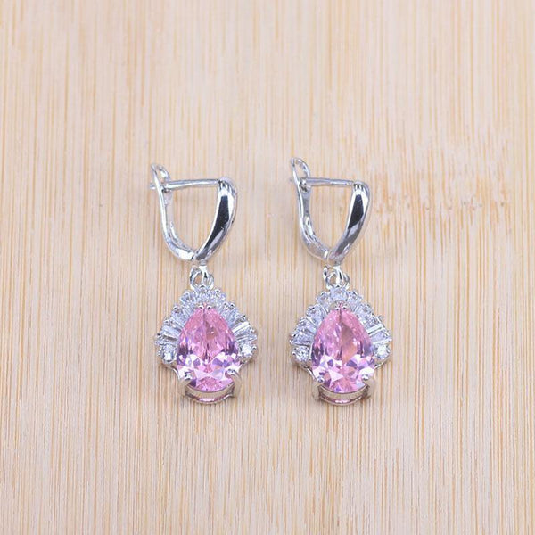 Planet Gates Jewelry Sets Water Drop Cubic Zirconia CZ Stone 925 Sterling Silver Earrings Necklaces Rings Bracelet Set