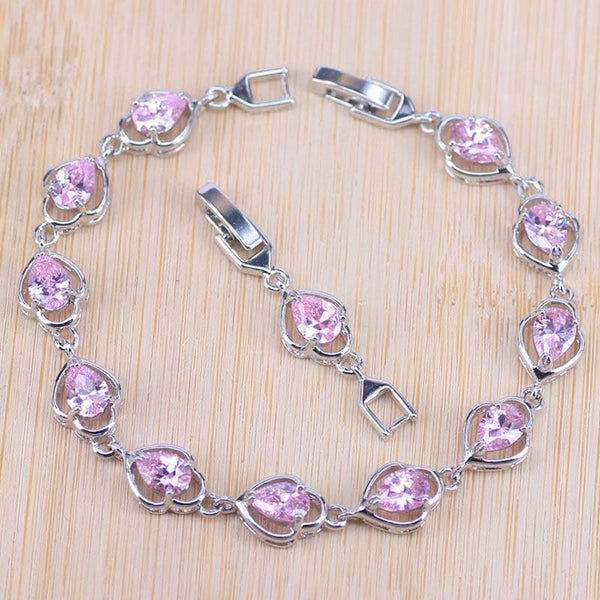 Planet Gates Jewelry Sets Water Drop Cubic Zirconia CZ Stone 925 Sterling Silver Earrings Necklaces Rings Bracelet Set