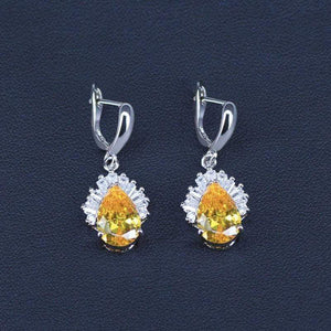 Planet Gates Jewelry Sets Water Drop Cubic Zirconia CZ Stone 925 Sterling Silver Necklace Earrings Necklaces Finger Rings