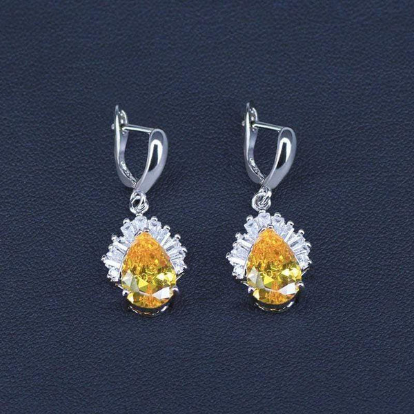 Planet Gates Jewelry Sets Water Drop Cubic Zirconia CZ Stone 925 Sterling Silver Necklace Earrings Necklaces Finger Rings