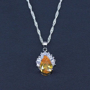 Planet Gates Jewelry Sets Water Drop Cubic Zirconia CZ Stone 925 Sterling Silver Necklace Earrings Necklaces Finger Rings