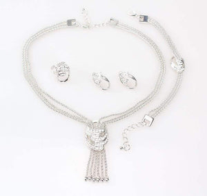 Planet Gates Jewelry Sets Wedding Costume Women Party Gold Color Crystal Necklace Bangle Earring Ring