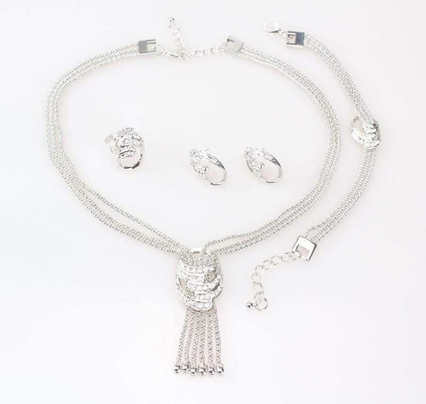 Planet Gates Jewelry Sets Wedding Costume Women Party Gold Color Crystal Necklace Bangle Earring Ring