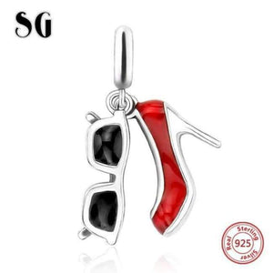 Planet Gates JF8999-P SG high heel shoes perfume bottle handbag suitcase gift box charms silver 925 fit original pandora bracelet jewelry&beads making
