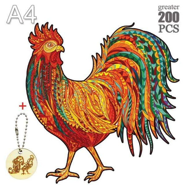 Planet Gates JI-01-A4 Unique Cock Wooden Animals Puzzle For Adults Kids Puzzles Toys DIY Educational Games Christmas Gifts With Original Box Collect