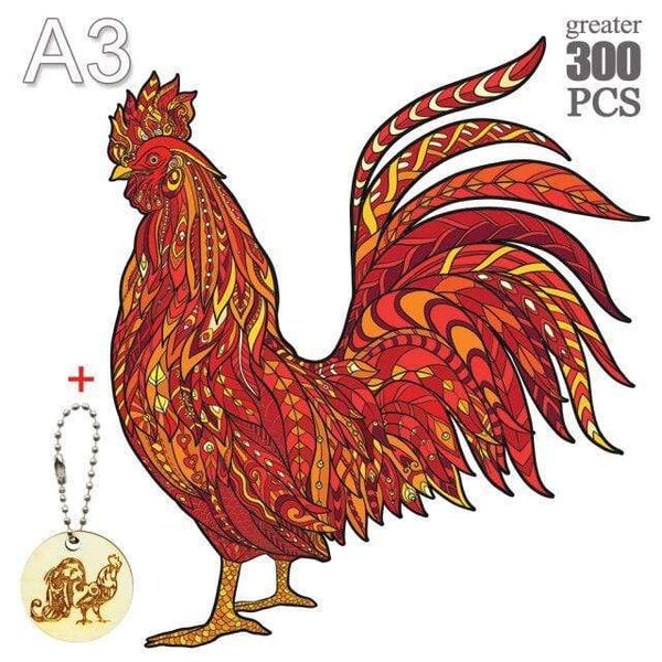 Planet Gates JI-02-A3 Unique Cock Wooden Animals Puzzle For Adults Kids Puzzles Toys DIY Educational Games Christmas Gifts With Original Box Collect