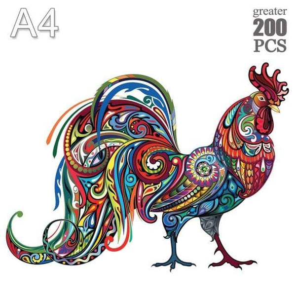Planet Gates JI-04-A4 Unique Cock Wooden Animals Puzzle For Adults Kids Puzzles Toys DIY Educational Games Christmas Gifts With Original Box Collect