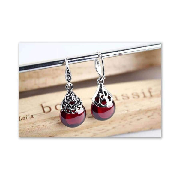 Planet Gates JIASHUNTAI 100% 925 Sterling Silver Earrings For Women Retro Round Natural Stones Earrings Vintage Thai Silver Jewelry Best Gift