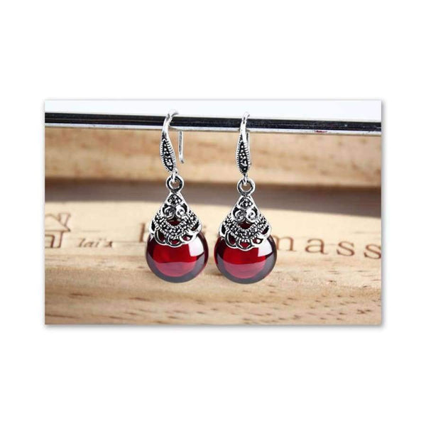 Planet Gates JIASHUNTAI 100% 925 Sterling Silver Earrings For Women Retro Round Natural Stones Earrings Vintage Thai Silver Jewelry Best Gift