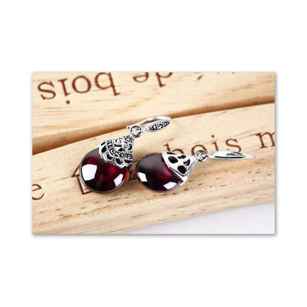 Jiashuntai 100% 925 Sterling Silver Earrings For Women Retro Round Natural Stones Earrings Vintage Thai Silver Jewelry Best Gift