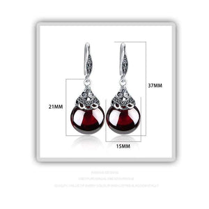 Planet Gates JIASHUNTAI 100% 925 Sterling Silver Earrings For Women Retro Round Natural Stones Earrings Vintage Thai Silver Jewelry Best Gift