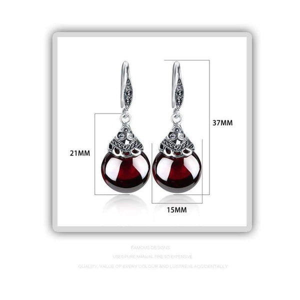 Planet Gates JIASHUNTAI 100% 925 Sterling Silver Earrings For Women Retro Round Natural Stones Earrings Vintage Thai Silver Jewelry Best Gift